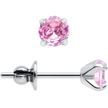 将图片加载到图库查看器,4mm Pink CZ Gem Implant Grade Titanium Stud Earrings