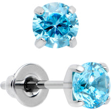 Load image into Gallery viewer, 4mm Blue CZ Gem Implant Grade Titanium Stud Earrings