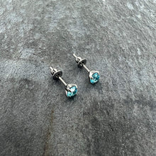 Load image into Gallery viewer, 4mm Blue CZ Gem Implant Grade Titanium Stud Earrings