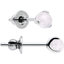 Load image into Gallery viewer, 3.5mm Light Rose Quartz Stone Implant Grade Titanium Stud Earrings