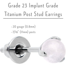 Load image into Gallery viewer, 3.5mm Light Rose Quartz Stone Implant Grade Titanium Stud Earrings