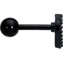 Load image into Gallery viewer, 16G 1/4 Red Clear Gem Black Heart Key Cartilage Tragus Earring
