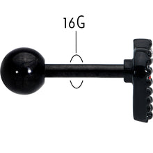 Load image into Gallery viewer, 16G 1/4 Red Clear Gem Black Heart Key Cartilage Tragus Earring