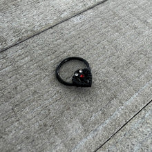 Load image into Gallery viewer, 16G 3/8 Red Clear Gem Black Key Heart Hinged Segment Ring