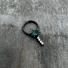 将图片加载到图库查看器,16G 3/8 Clear Gem Black Night Palm Tree Dangle BCR Captive Ring