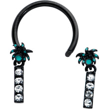 将图片加载到图库查看器,16G 3/8 Clear Gem Black Night Palm Tree Dangle Horseshoe