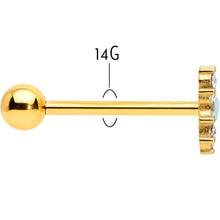 Load image into Gallery viewer, White Faux Opal Gold Tone Sun Heart Barbell Tongue Ring