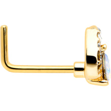 Load image into Gallery viewer, 20G 1/4 Aurora Gem Gold Tone Rococo Heart L Shape Nose Ring