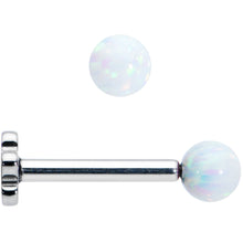 Load image into Gallery viewer, 16G 5/16 White Synthetic Opal Titanium Threadless Flower Labret