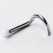 将图片加载到图库查看器,18G 1/4 White Synth Opal G23 Titanium Threadless Left Nose Screw