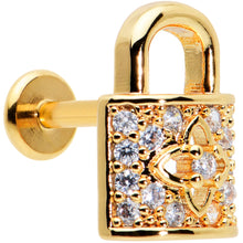 Load image into Gallery viewer, 16G 1/4 Clear CZ Gem Gold Tone Lock It Up Labret