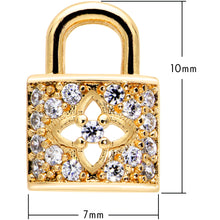 Load image into Gallery viewer, 16G 1/4 Clear CZ Gem Gold Tone Lock It Up Labret
