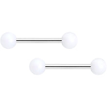 将图片加载到图库查看器,14G 9/16 Matte White Aurora Barbell Nipple Ring Set