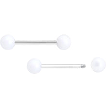 将图片加载到图库查看器,14G 9/16 Matte White Aurora Barbell Nipple Ring Set