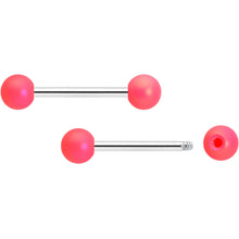Load image into Gallery viewer, 14G 9/16 Matte Pink Aurora Barbell Nipple Ring Set