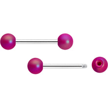 将图片加载到图库查看器,14G 9/16 Matte Purple Aurora Barbell Nipple Ring Set