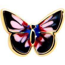 Load image into Gallery viewer, 16G 1/4 Gold Tone Red Pink Blue Butterfly Labret Monroe Tragus