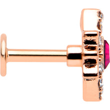 Load image into Gallery viewer, 16G 1/4 Red Gem Rose Gold Tone Octogram Star Labret Monroe Tragus