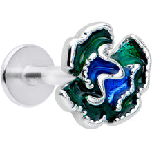 Load image into Gallery viewer, 16G 1/4 Spring Flower Green Blue Labret Monroe Tragus