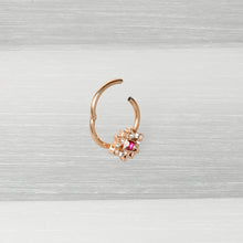 Load image into Gallery viewer, 16G 3/8 Red Gem Rose Gold Tone Octogram Star Hinged Circular Ring
