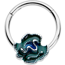 Load image into Gallery viewer, 16G 3/8 Spring Flower Green Blue Hinged Segment Ring
