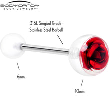 将图片加载到图库查看器,Bubble Rose Red Barbell Tongue Ring