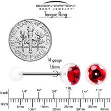 将图片加载到图库查看器,Bubble Rose Red Barbell Tongue Ring