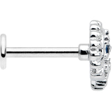 Load image into Gallery viewer, 16G 5/16 Blue Clear Gem Abstract Arch Labret Monroe Tragus