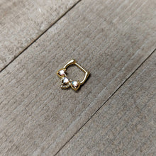 Load image into Gallery viewer, 16G 5/16 Clear Aurora Gem Gold Tone Trio Heart Cartilage Clicker