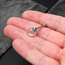 Load image into Gallery viewer, Blue Gem 316L Surgical Steel Captive Ring End Barbell Tongue Ring