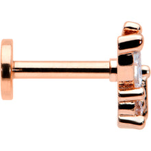 Load image into Gallery viewer, 16G 1/4 Clear CZ Gem Rosy Hue Internal Thread Butterfly Labret