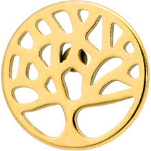 Load image into Gallery viewer, 16G 5/16 Gold Tone Tree Circle Internal Thread Labret Monroe Tragus