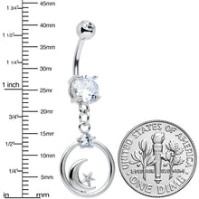 将图片加载到图库查看器,Clear Gem Star Crescent Moon Glamour Circle Dangle Belly Ring