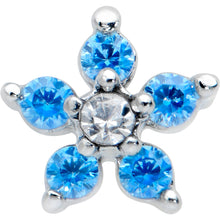 Load image into Gallery viewer, 20G 1/4 Blue Clear CZ Gem Flower Beauty L Shape Nose Ring
