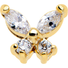 将图片加载到图库查看器,20G 1/4 Clear CZ Gem Butterfly Golden Beauty L Shape Nose Ring