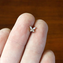 将图片加载到图库查看器,20G 1/4 Clear CZ Gem Butterfly Golden Beauty L Shape Nose Ring