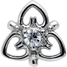 Load image into Gallery viewer, 20G 1/4 Clear CZ Gem Triple Heart Triquetra L Shape Nose Ring