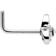 Load image into Gallery viewer, 20G 1/4 Clear CZ Gem Triple Heart Triquetra L Shape Nose Ring