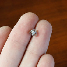 Load image into Gallery viewer, 20G 1/4 Clear CZ Gem Triple Heart Triquetra L Shape Nose Ring