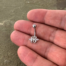 Load image into Gallery viewer, Clear CZ Gem Elegant Double Heart Baroque Belly Ring