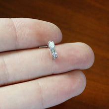 Load image into Gallery viewer, 20G 1/4 White Faux Opal Texture Glam Faux Hoop L Shape Nose Ring
