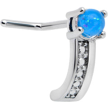 Load image into Gallery viewer, 20G 1/4 Blue Faux Opal Texture Glam Faux Hoop L Shape Nose Ring