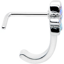 Load image into Gallery viewer, 20G 1/4 Aurora Gem Fancy Flower Faux Hoop L Shape Nose Ring