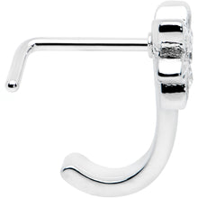 Load image into Gallery viewer, 20G 1/4 Clear Gem Fancy Flower Faux Hoop L Shape Nose Ring