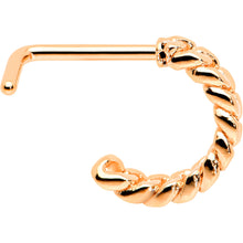 将图片加载到图库查看器,20G 1/4 Rose Gold Tone Loving Links Faux Hoop L Shaped Nose Ring