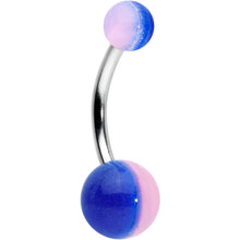 Load image into Gallery viewer, Two Tone Blue Pink Stripe Acrylic Ball Belly Ring