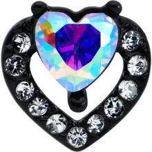 Load image into Gallery viewer, 16G 5/16 Aurora Gem Black Rococo Hearts Labret Monroe Tragus