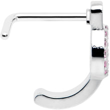 Load image into Gallery viewer, 20G 5/16 Faint Pink Gem Retro Peace Sign Faux Hoop L Shape Nose Ring