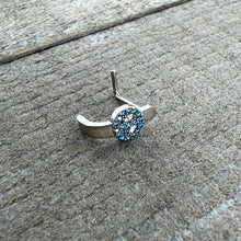 将图片加载到图库查看器,20G 5/16 Blue Gem Retro Peace Sign Faux Hoop L Shape Nose Ring