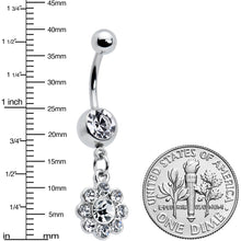 Load image into Gallery viewer, Clear Gem Whimsy Flower Dangle Belly Ring